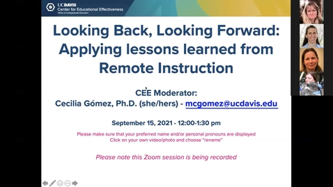 Thumbnail for entry CEE Second Faculty Panel: Looking Backward, Looking Forward: Applying Lessons Learned from Remote Instruction