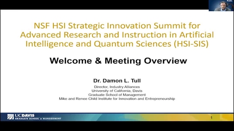 Thumbnail for Clip of HSI Summit Pt. 1 - &quot;Welcome and Meeting Overview&quot; (10 min 18 sec)