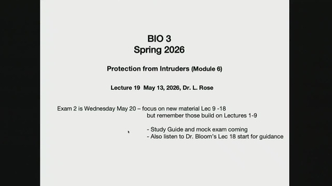 Thumbnail for BIO-003 Lecture 19: 2026-05-13 15:07