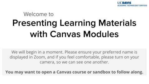 Thumbnail for ATS Ed Tech Week Webinar: Presenting Learning Materials in Canvas Modules