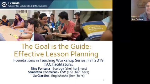 Thumbnail for entry CEE Graduate Student Workshop - The Goal is the Guide: Effective Lesson Planning