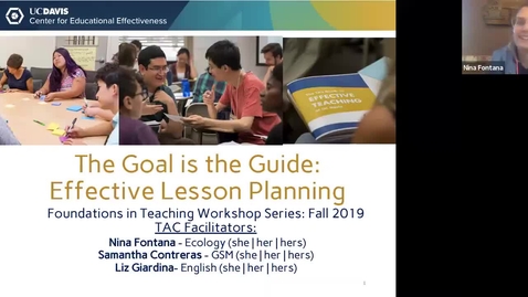 Thumbnail for CEE Graduate Student Workshop - The Goal is the Guide: Effective Lesson Planning