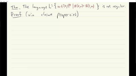 Thumbnail for entry ECS 120 5b:5 closure properties proof that equal zero-one is not regular