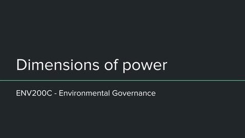 Thumbnail for ENV200C - Module 2 - Dimensions of Power