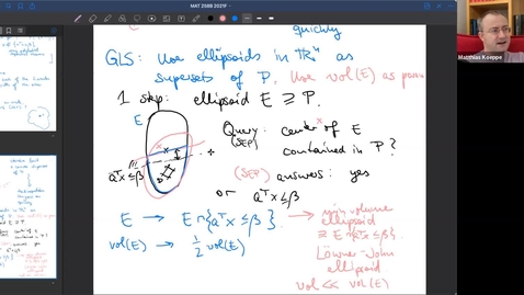 Thumbnail for entry 2021-10-29: Optimization via separation, Grötschel–Lovász–Schrijver theory