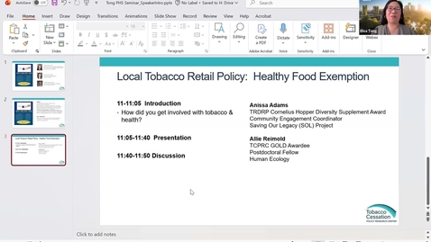 Thumbnail for SPH198 SQ 2026 Week7 - Local Tobacco Retail Policy:  Sacramento's Healthy Food Exemption