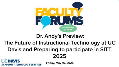 Thumbnail for Dr. Andy Jones' Video Preview of the May 2025 Faculty Forum on Preparing for SITT and the Five-Year IET Plan