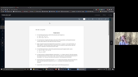 Thumbnail for Week 1 Problem Set ARE100A
