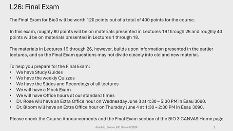 Thumbnail for BIO-003 Lecture 26: 2026-06-03 13:07