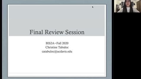 Thumbnail for Christine's Final Review Session