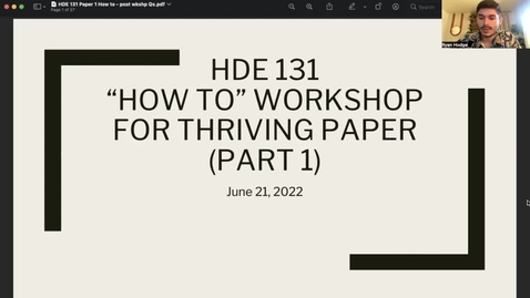 Thumbnail for entry HDE 131 How-To Workshop for Paper Part 1