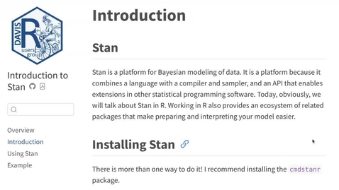 Thumbnail for entry Davis R Users’ Group – Stan in R - 2023-10-25
