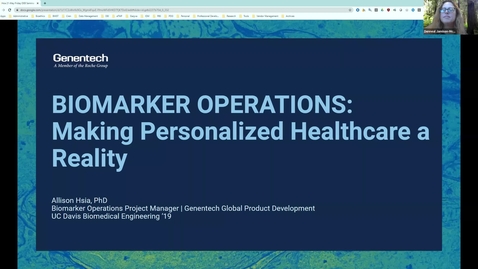 Thumbnail for Dr. Allison Hsia, &quot;Biomarker Operations: Making Personalized Healthcare a Reality&quot;