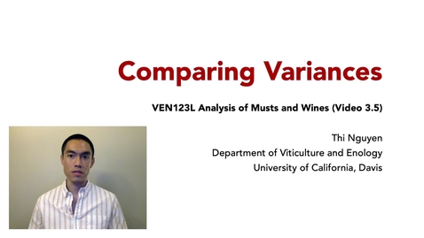 Thumbnail for VEN123L Video 3.5 - Comparing Variances