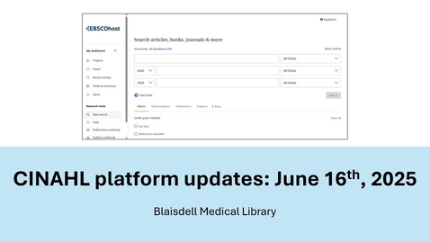 Thumbnail for CINAHL Updates 6-14-2025