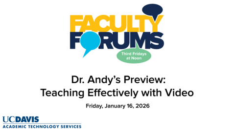 Thumbnail for Dr. Andy Jones' Video Preview of the January 2026 ATS Faculty Forum on Teaching Effectively with Video