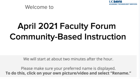 Thumbnail for entry Faculty Forum-April 2021-Community-Based Instruction