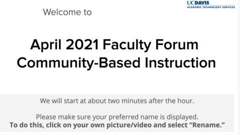 Thumbnail for Faculty Forum-April 2021-Community-Based Instruction
