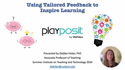 Thumbnail for SITT 2024: Using Tailored Feedback to Inspire Learning by Debbie Fetter