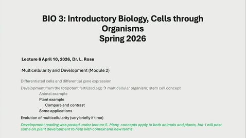 Thumbnail for BIO-003 Lecture 6: 2026-04-10 13:07