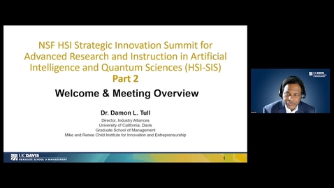 Thumbnail for Clip of HSI Summit Pt. 2 - &quot;Welcome and Meeting Overview&quot; (38 min 17 sec)