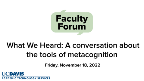 Thumbnail for entry November Faculty Forum on Metacognition featuring Tor Cross - Summary video by Dr. Andy Jones