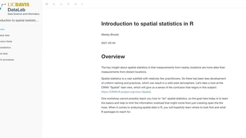 Thumbnail for entry #maptimeDavis: Introduction to Spatial Statistics in R - 2021-05-04