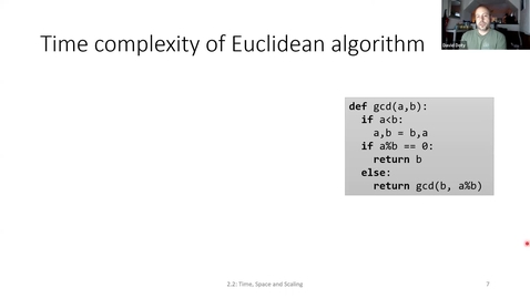 Thumbnail for ECS 220 1b:2.2-1 time complexity of GCD, factoring