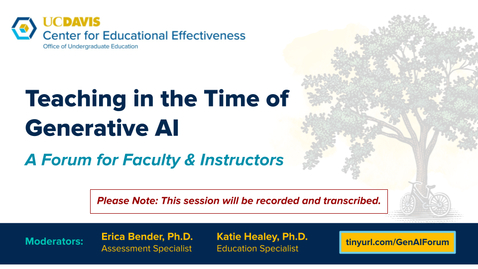 Thumbnail for Teaching in the Time of Generative AI: A Forum for Faculty and Instructors