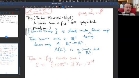 Thumbnail for 2021-10-01: Representation and projection of cones and polyhedra