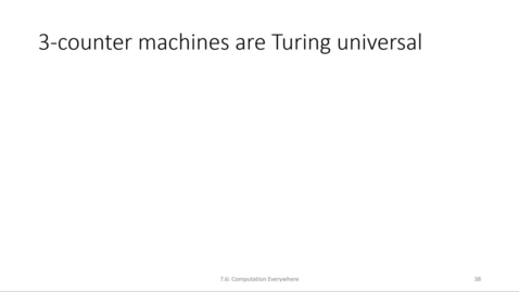 Thumbnail for ECS 220 7a:7.6-2 Turing universality of 3-counter machines