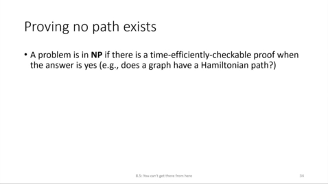 Thumbnail for entry ECS 220 9b:8.5 Immerman-Szelepcsényi Theorem NSPACE(s(n)) = coNSPACE(s(n)) for s(n) ≥ log(n)