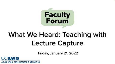 Thumbnail for entry Faculty Forum on Teaching with Lecture Capture -- Summary video from Dr. Andy