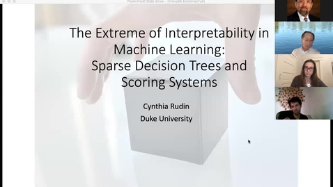 Thumbnail for entry Cynthia Rudin: The Extremes of Interpretability: Sparse Decision Trees and Scoring Systems