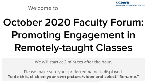 Thumbnail for entry Faculty Forum - October 16, 2020