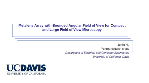 Thumbnail for Metalens Array with Bounded Angular Field of View for Compact and Large Field of View MicroscopyJunjie Hu