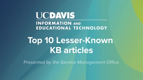 Thumbnail for entry SNUG Top 10 Lesser-Known KB articles