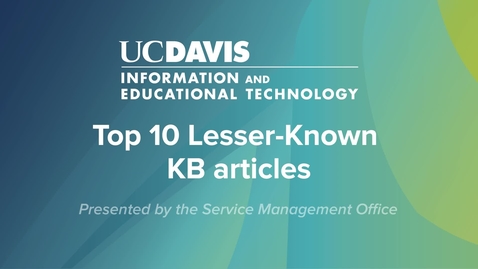 Thumbnail for SNUG Top 10 Lesser-Known KB articles