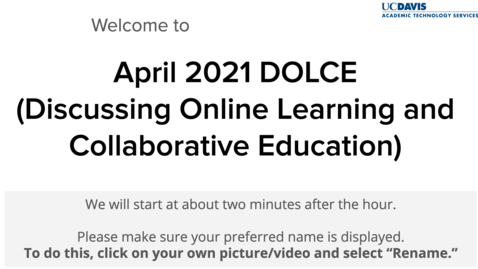 Thumbnail for entry  DOLCE- April 2, 2021- Aggie Square