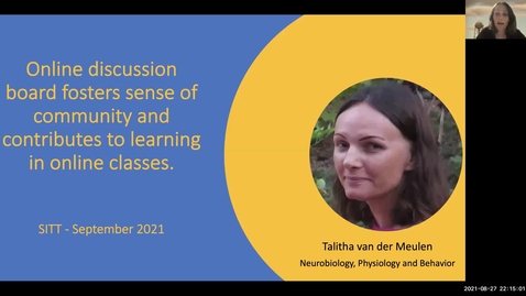 Thumbnail for SITT 2021 - Online discussion board fosters sense of community and contributes to learning in online classes