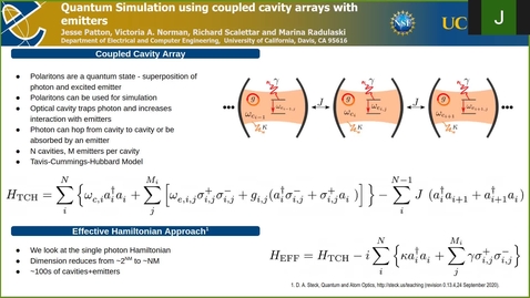 Thumbnail for entry Quantum simulation using coupled cavity arrays with emitters