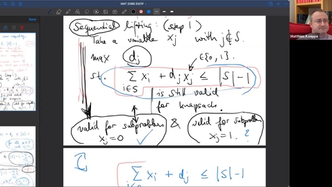 Thumbnail for 2021-11-03: Knapsack: Lifted cover inequalities