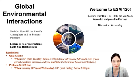 Thumbnail for Lecture 6 - Earth-Sun Interactions - ESM 120 (Winter 2022)
