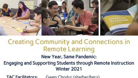 Thumbnail for CEE Graduate Student Workshop - Creating Community and Connections in Remote Learning