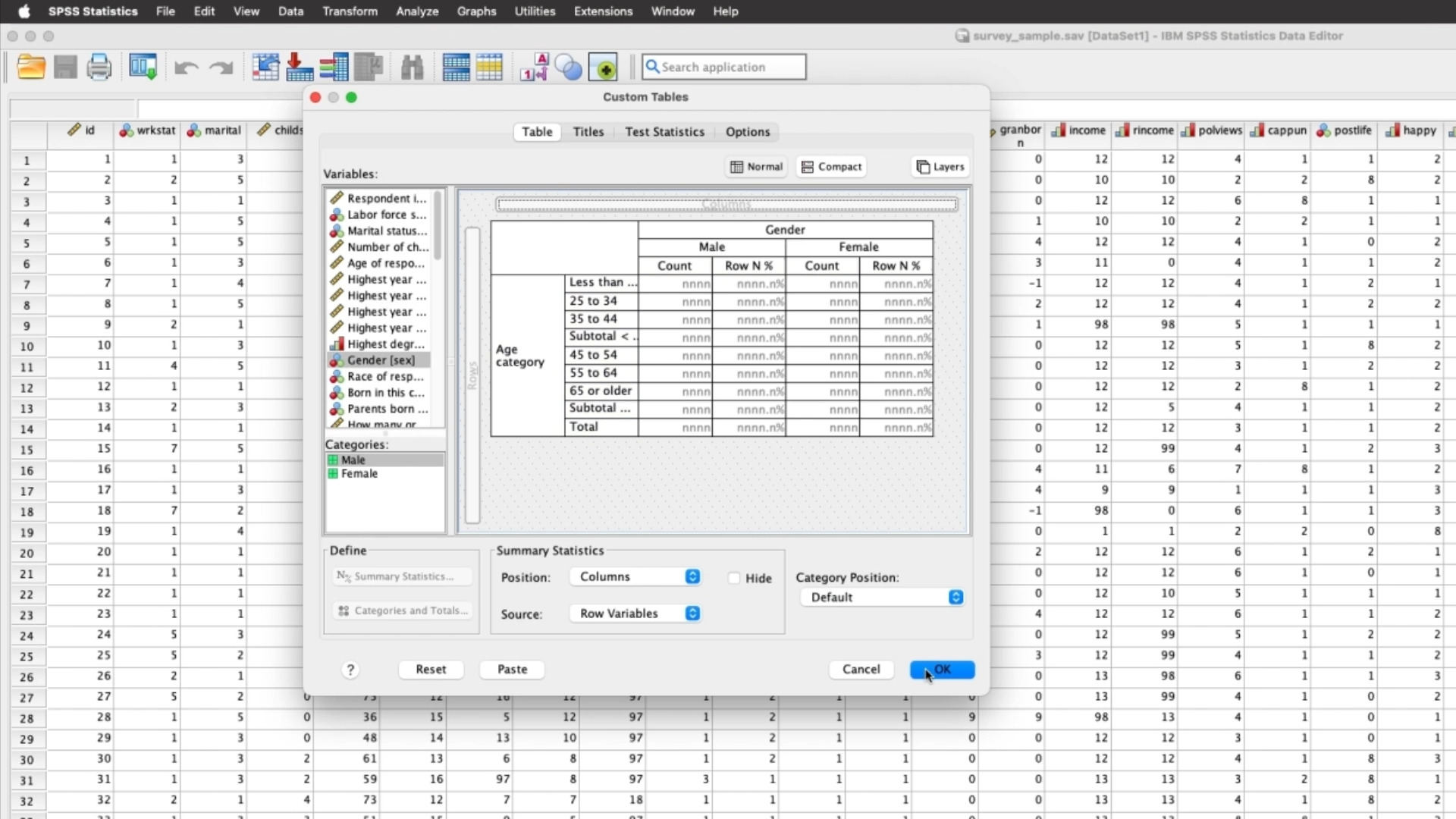 〇IBM SPSS Custom Tables 25 教育機関向けDVD版・XY Custom Tables - IBM SPSS Statistics
