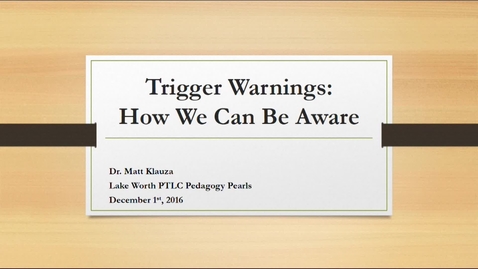 Thumbnail for entry Trigger Warnings