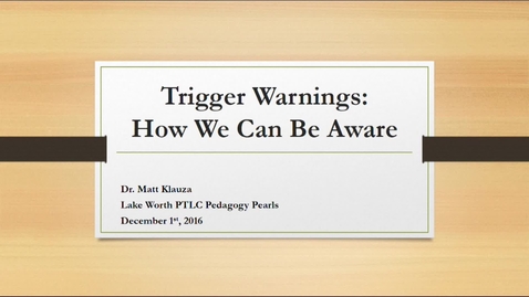 Thumbnail for Trigger Warnings