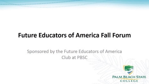 Thumbnail for entry Future Educators of America Fall Forum