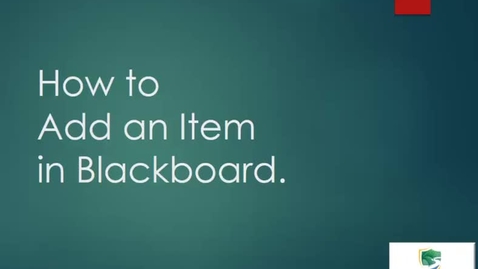 Thumbnail for How to Add an Item in Bb Vid