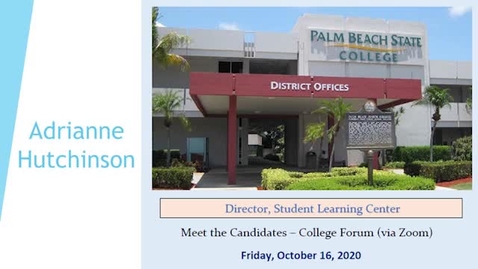 Thumbnail for October 16th Campus Forums - Adriane Hutchinson